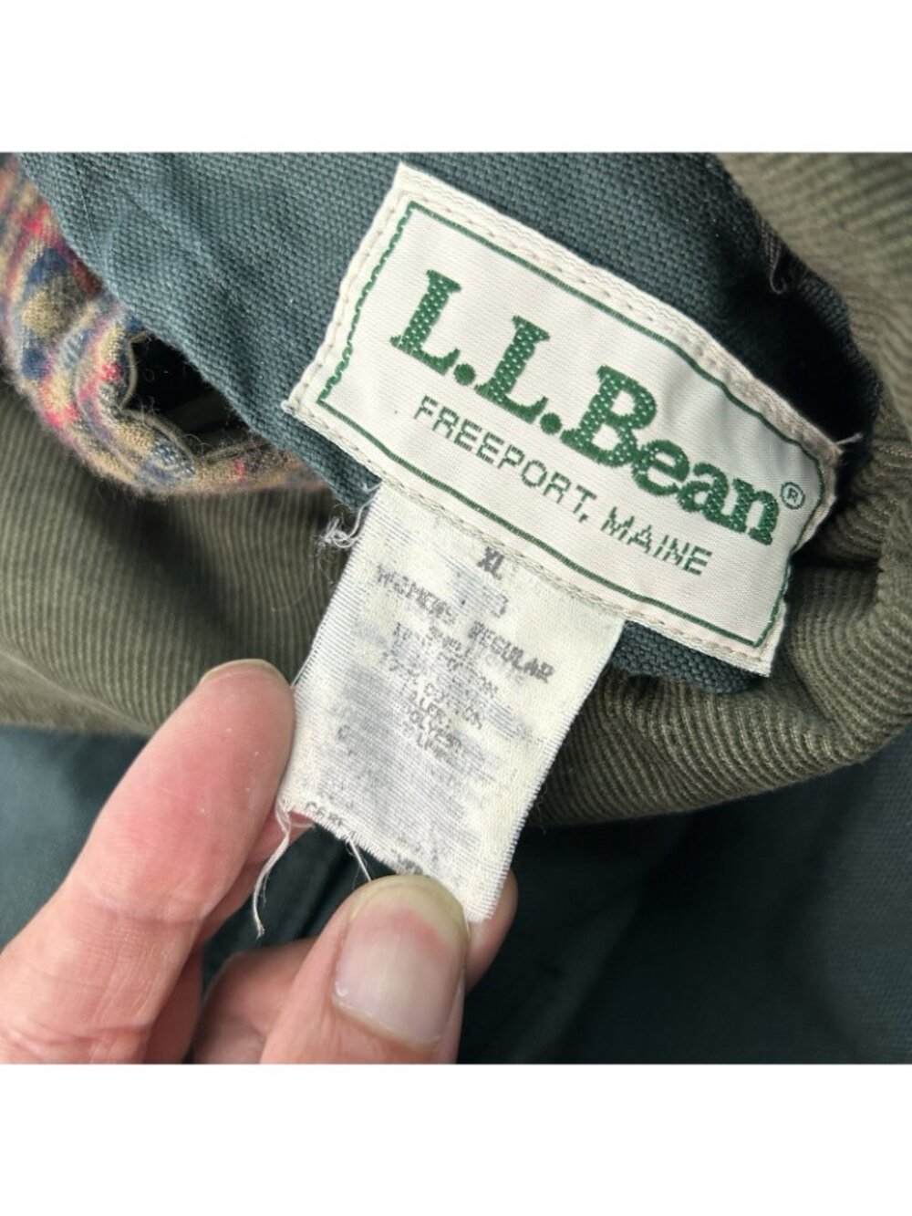 90’s Vtg LL Bean Women’s XL Chore Barn Coat Jacket Lined Rare Green - Picture 14 of 16